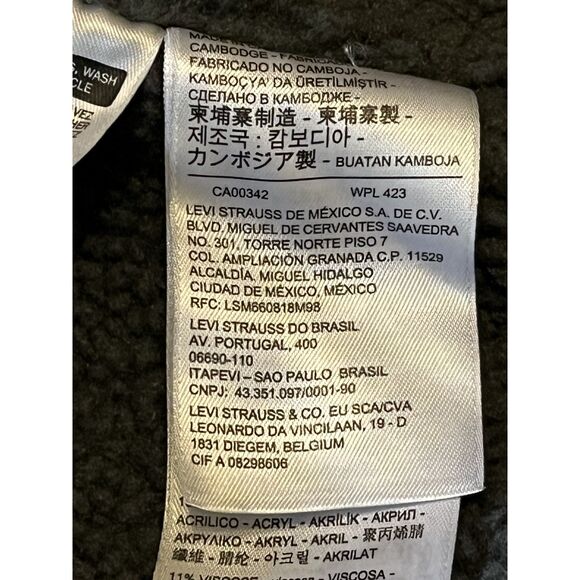 🔥 LEVI’S Black Sherpa Denim Trucker Jacket Duvall Chore 16365-0054 Sz XXL 🔥 - Picture 7 of 12